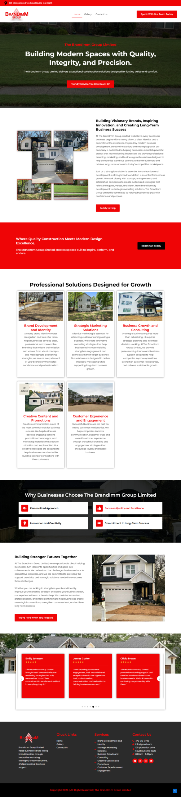 Screenshot of the Brand IMM Group website designed by Tennessee Marketing Co.
