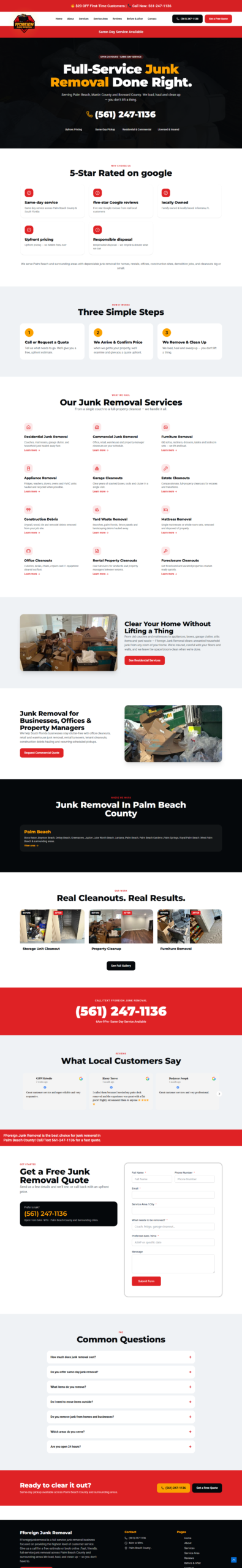 Screenshot of the Foreign Junk Removal website designed by Tennessee Marketing Co.