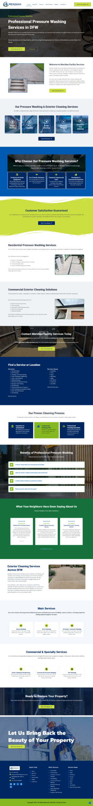 Screenshot of the Meridian Facility Services website designed by Tennessee Marketing Co.